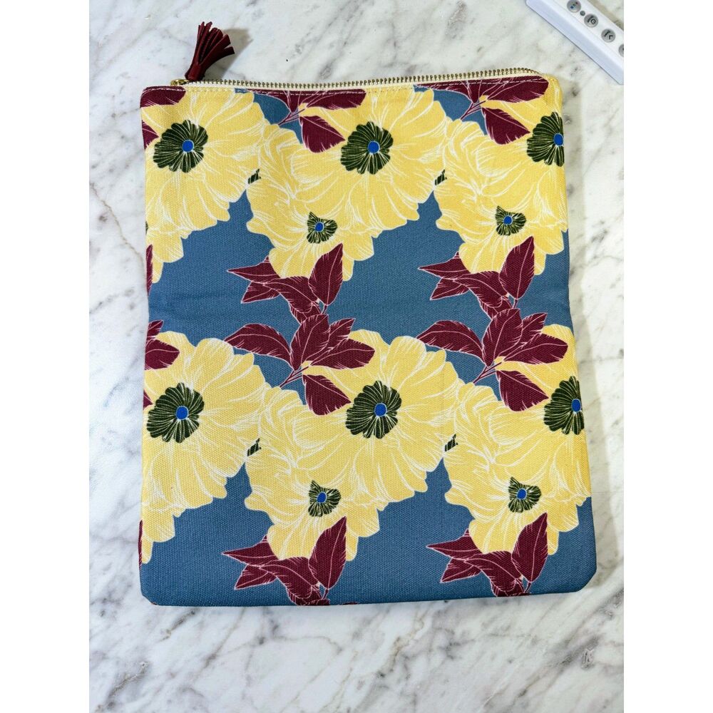 Rachel Pally Vintage Floral Faux Leather Zipper Clutch Makeup Bag Pouch